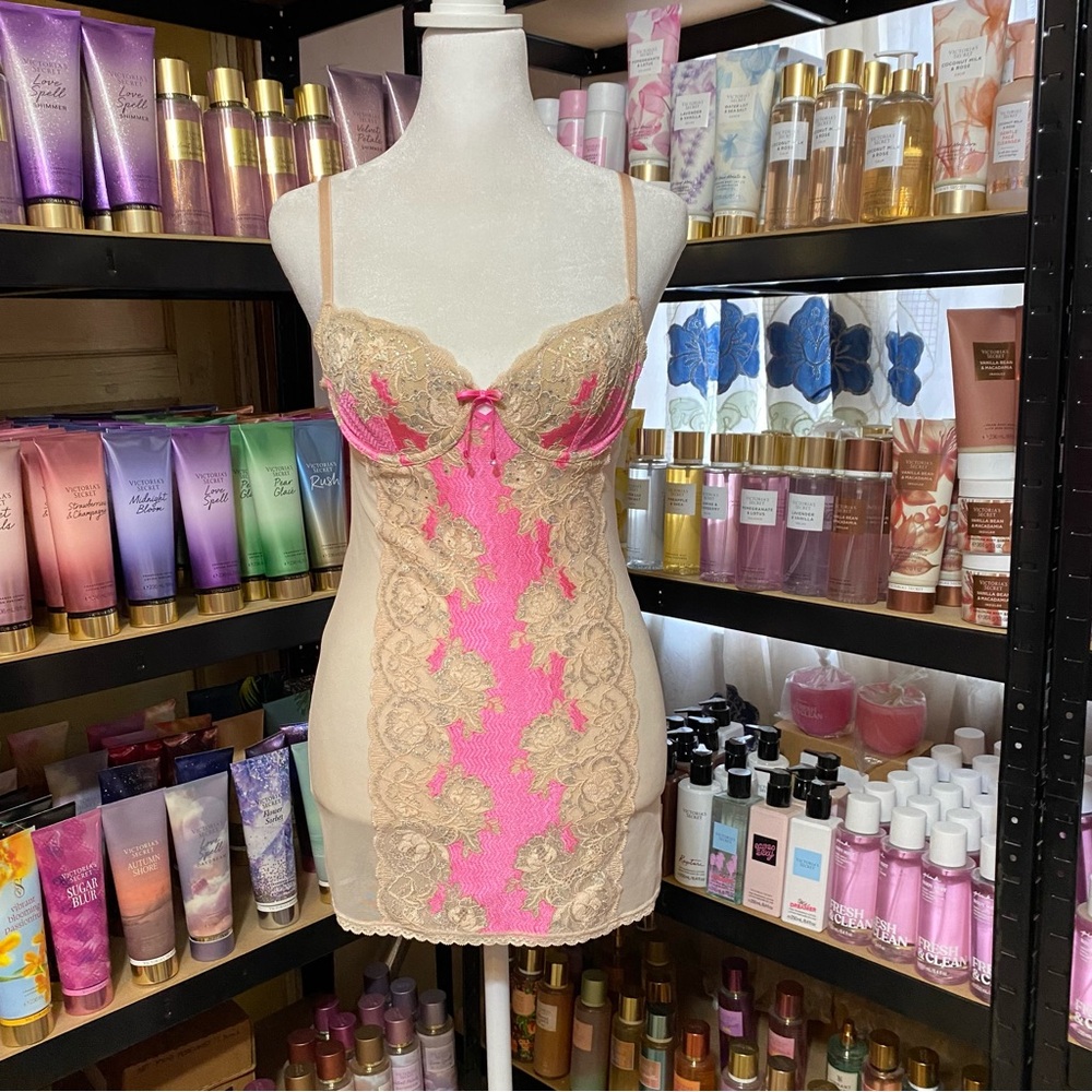 34B Victoria’s Secret Lace Trim Pink and Tan Women's Intimate